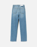 Jean 70S High Rise Stove Pipe - Brisk Blue With Rips