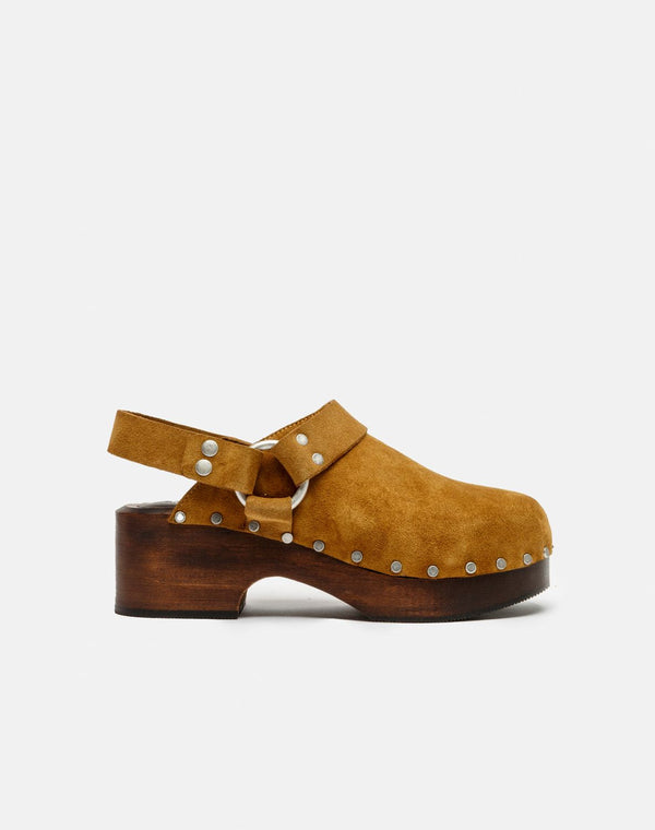 Sabots 70S Studded Slingback - Cuoio Suede