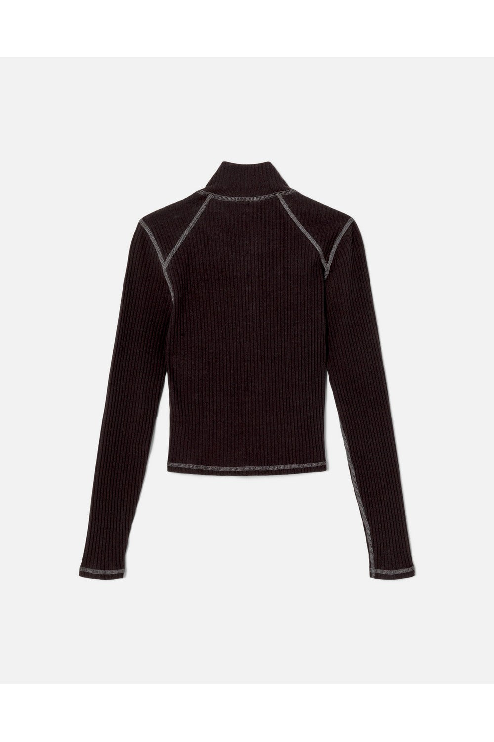 Top Zip Front Long Sleeve - Black With Charcoal