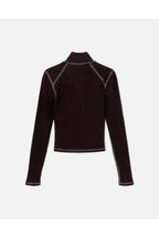 Top Zip Front Long Sleeve - Black With Charcoal