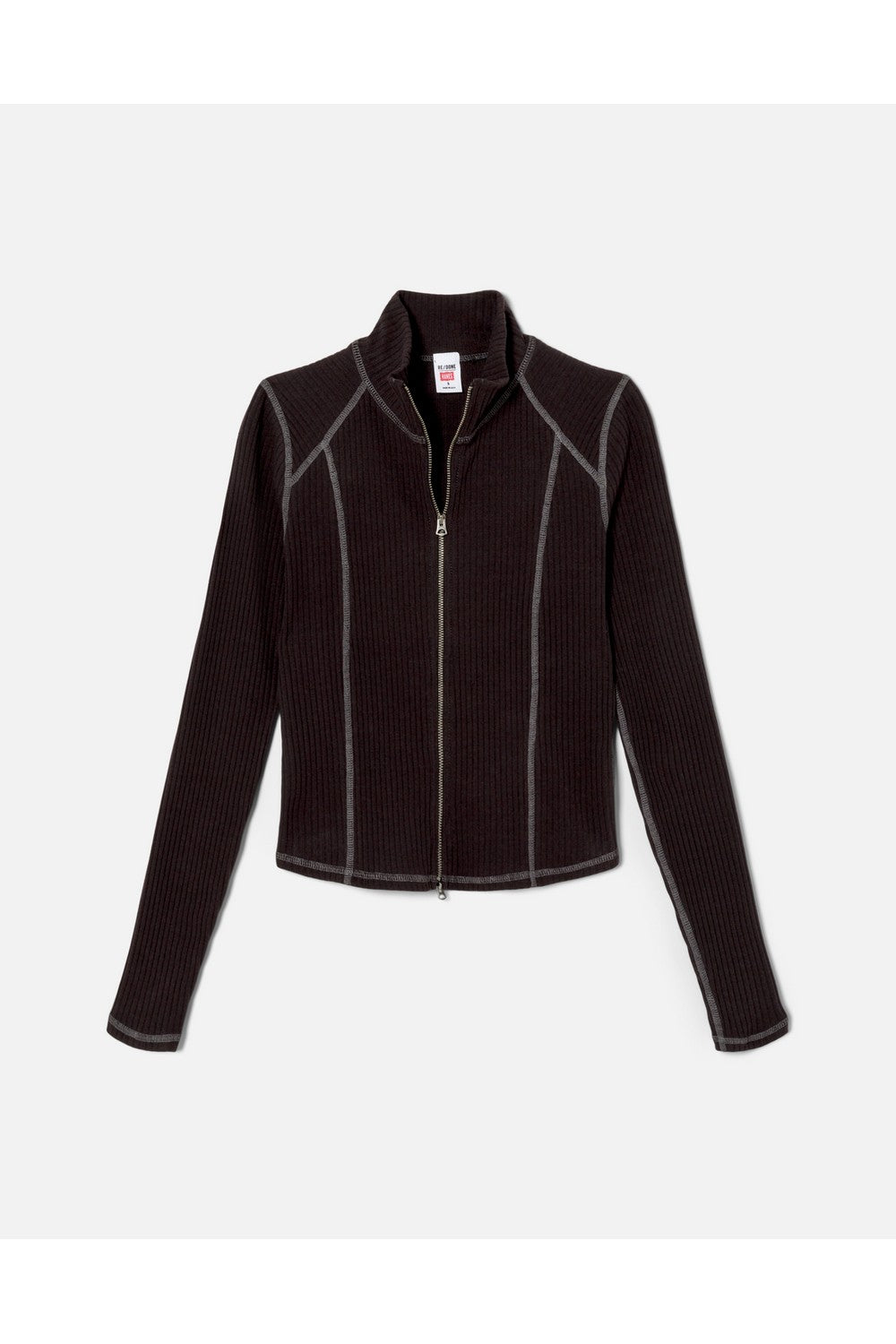 Top Zip Front Long Sleeve - Black With Charcoal