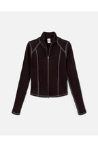 Top Zip Front Long Sleeve - Black With Charcoal