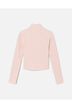 Top Zip Front Long Sleeve - Peony With Beige