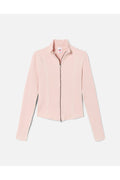 Top Zip Front Long Sleeve - Peony With Beige