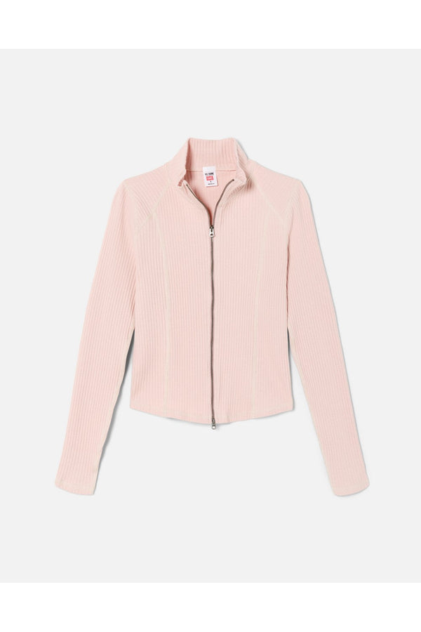 Top Zip Front Long Sleeve - Peony With Beige