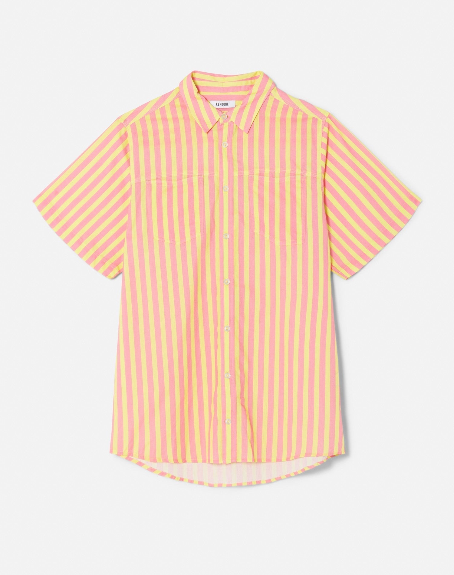 Robe Oversized Shirt - Pink Yellow Stripe