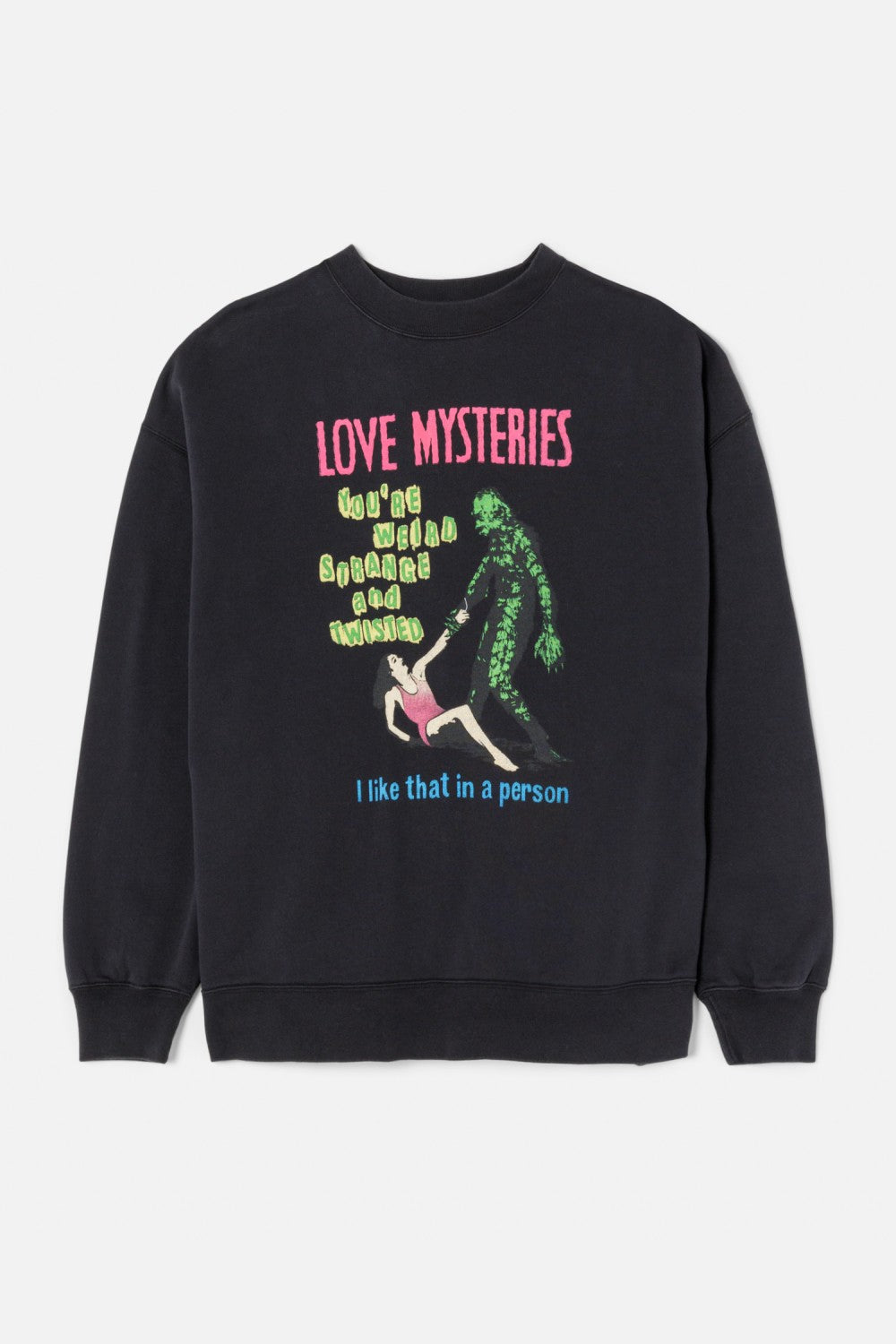 Top Oversized Crewneck Love Mysteries - Black