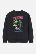Top Oversized Crewneck Love Mysteries - Black