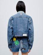 Veste Levis Oversized Crop - Indigo With Patches