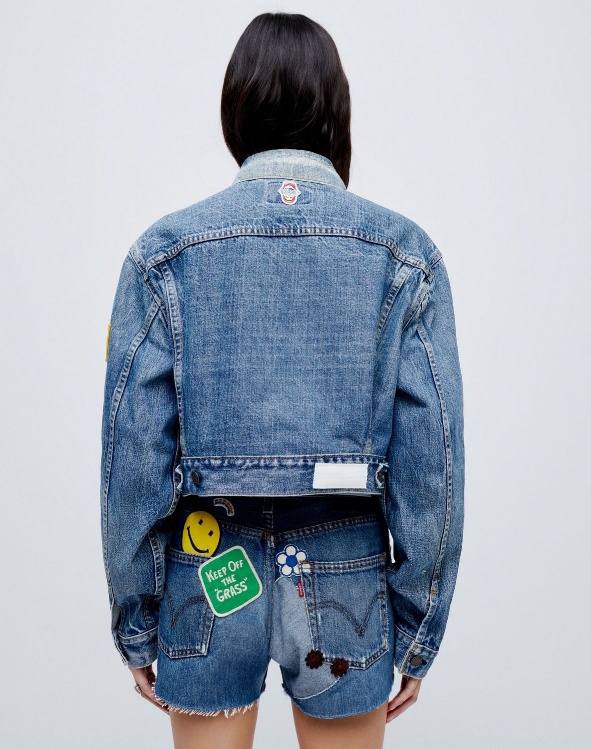 Veste Levis Oversized Crop - Indigo With Patches
