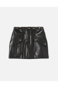Jupe Racer Leather Mini - Black Leather