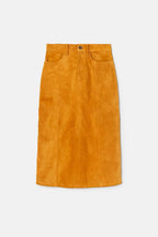 Jupe Paneled Midi - Tan Suede