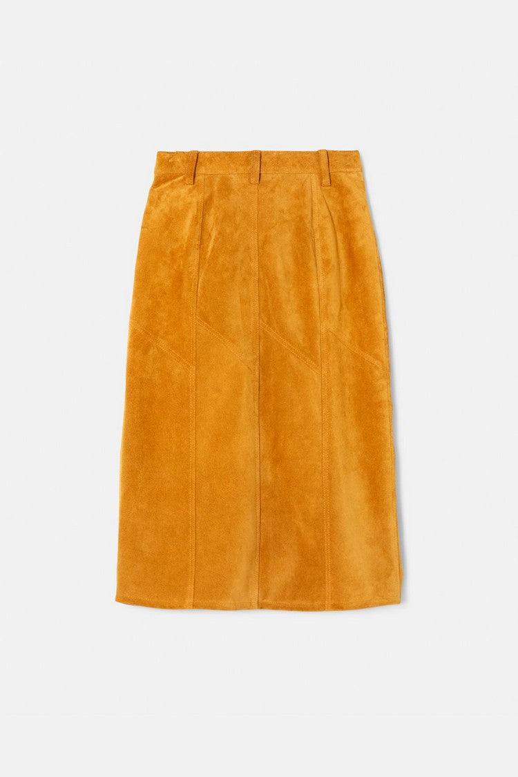 Jupe Paneled Midi - Tan Suede