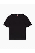 T-Shirt 90S Ribbed Cap Sleeve - Black