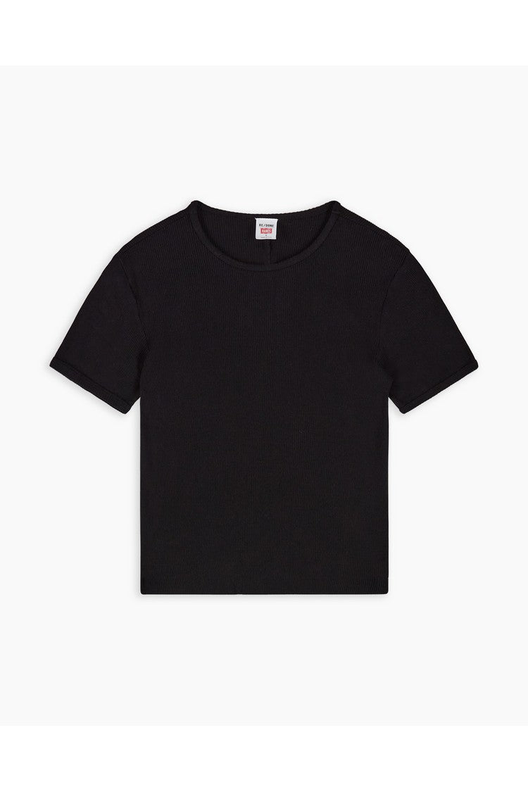 T-Shirt 90S Ribbed Cap Sleeve - Black