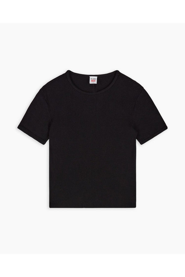 T-Shirt 90S Ribbed Cap Sleeve - Black