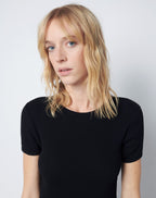T-Shirt 90S Ribbed Cap Sleeve - Black
