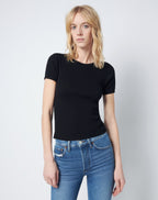 T-Shirt 90S Ribbed Cap Sleeve - Black