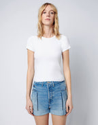 T-Shirt 90S Ribbed Cap Sleeve - Optic White