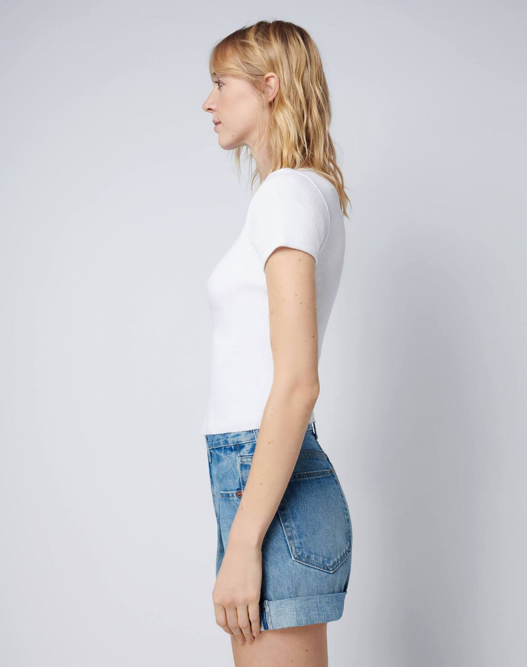 T-Shirt 90S Ribbed Cap Sleeve - Optic White