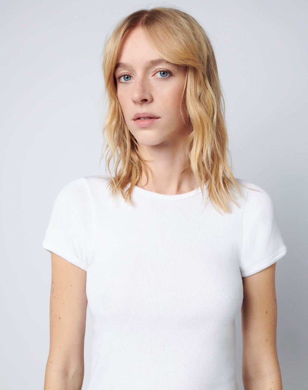 T-Shirt 90S Ribbed Cap Sleeve - Optic White