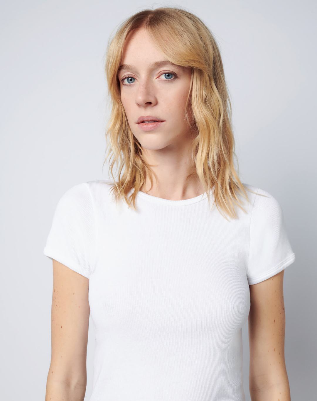 T-Shirt 90S Ribbed Cap Sleeve - Optic White