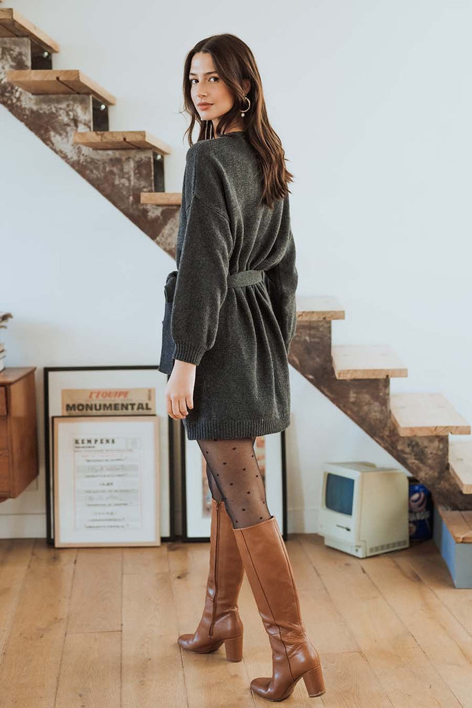 Robe Alyssa Anthracite - Saaj Paris - The Bradery