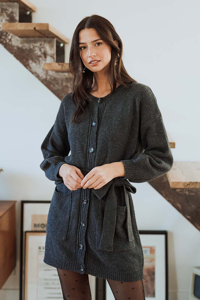 Robe Alyssa Anthracite - Saaj Paris - The Bradery