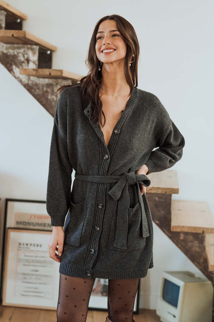 Robe Alyssa Anthracite - Saaj Paris - The Bradery