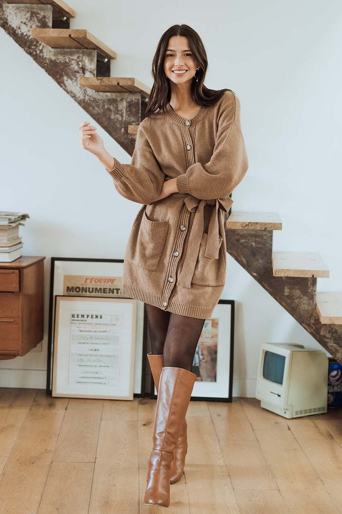 Robe Alyssa Camel - Saaj Paris - The Bradery