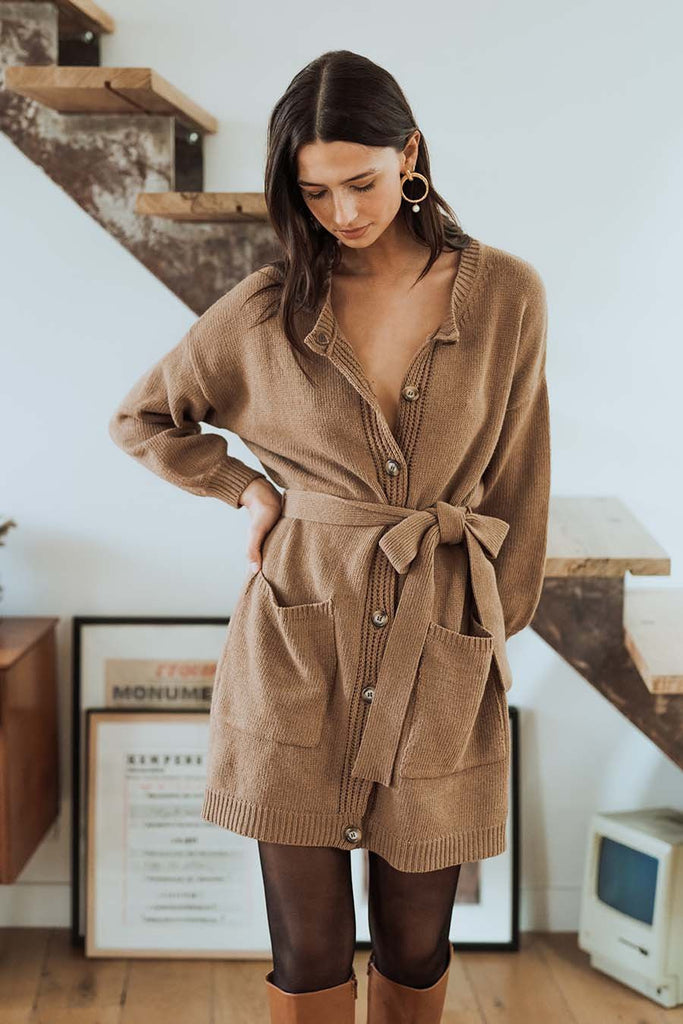 Robe Alyssa Camel - Saaj Paris - The Bradery