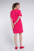 Robe Amalia Stripes Rose Et Rouge
