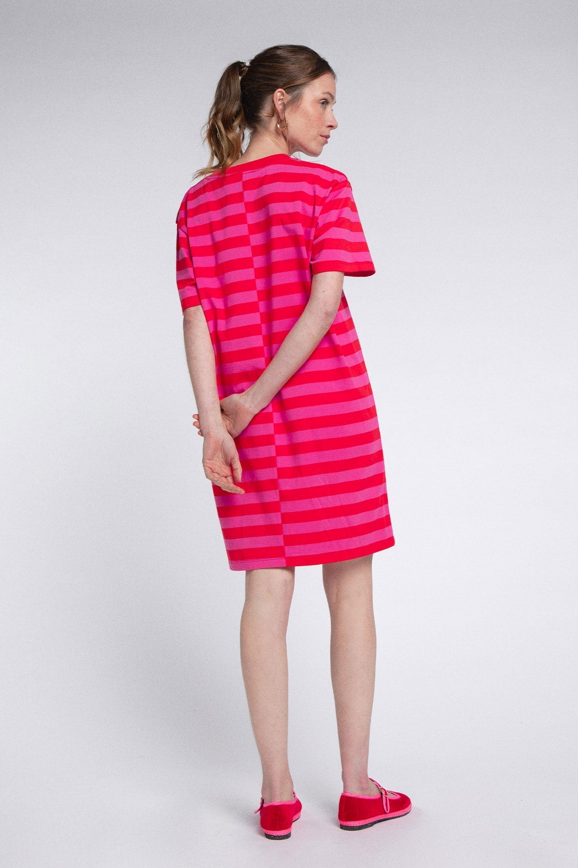Robe Amalia Stripes Rose Et Rouge