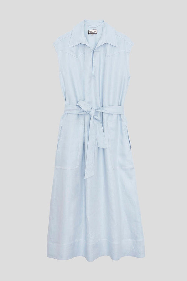 Robe Ample Sans Manches Nouée En Lin - Paul & Joe - Paul & Joe* - The Bradery