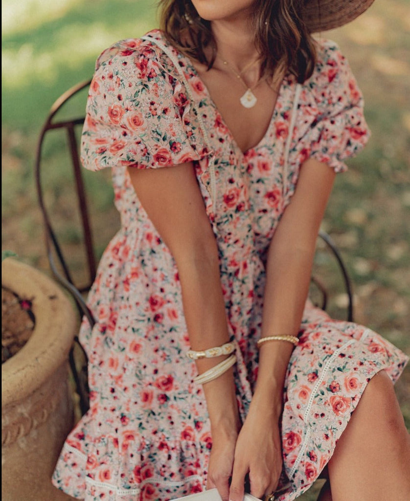 Robe Bimba Fleurie - Rose