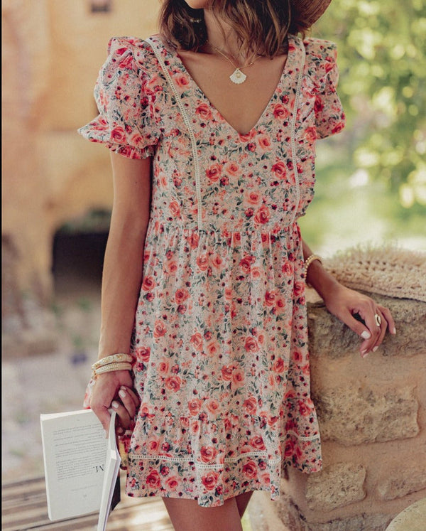 Robe Bimba Fleurie - Rose