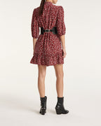 The Kooples - Robe Bordeaux Col Montant Manche 3/4 - Femme
