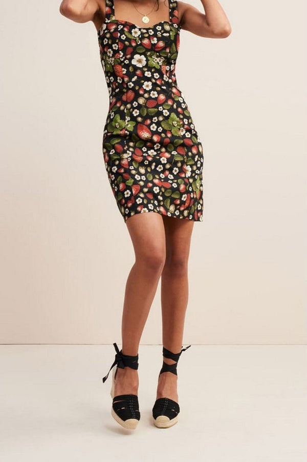 Robe Bretelle Angie - Fraises Noir - Rouje* - The Bradery