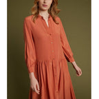 Robe-Chemise Longue - Brique - Femme ROBES Cyrillus