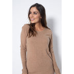 Robe Col Rond Molli Camel, 100% Cachemire, 2 Fils, Jersey - Femme Robes Perfect Cashmere