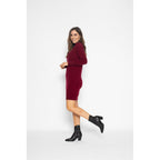 Robe Col V Joy Burgundy, 100% Cachemire, 2 Fils, Jersey - Femme - Perfect Cashmere - The Bradery