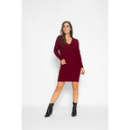 Robe Col V Joy Burgundy, 100% Cachemire, 2 Fils, Jersey - Femme - Perfect Cashmere - The Bradery