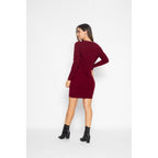 Robe Col V Joy Burgundy, 100% Cachemire, 2 Fils, Jersey - Femme - Perfect Cashmere - The Bradery