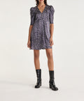 The Kooples - Robe Courte Bleu Marine Imprimée Soie - Femme