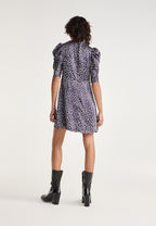 The Kooples - Robe Courte Bleu Marine Imprimée Soie - Femme
