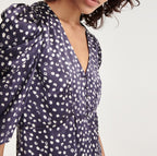 The Kooples - Robe Courte Bleu Marine Imprimée Soie - Femme
