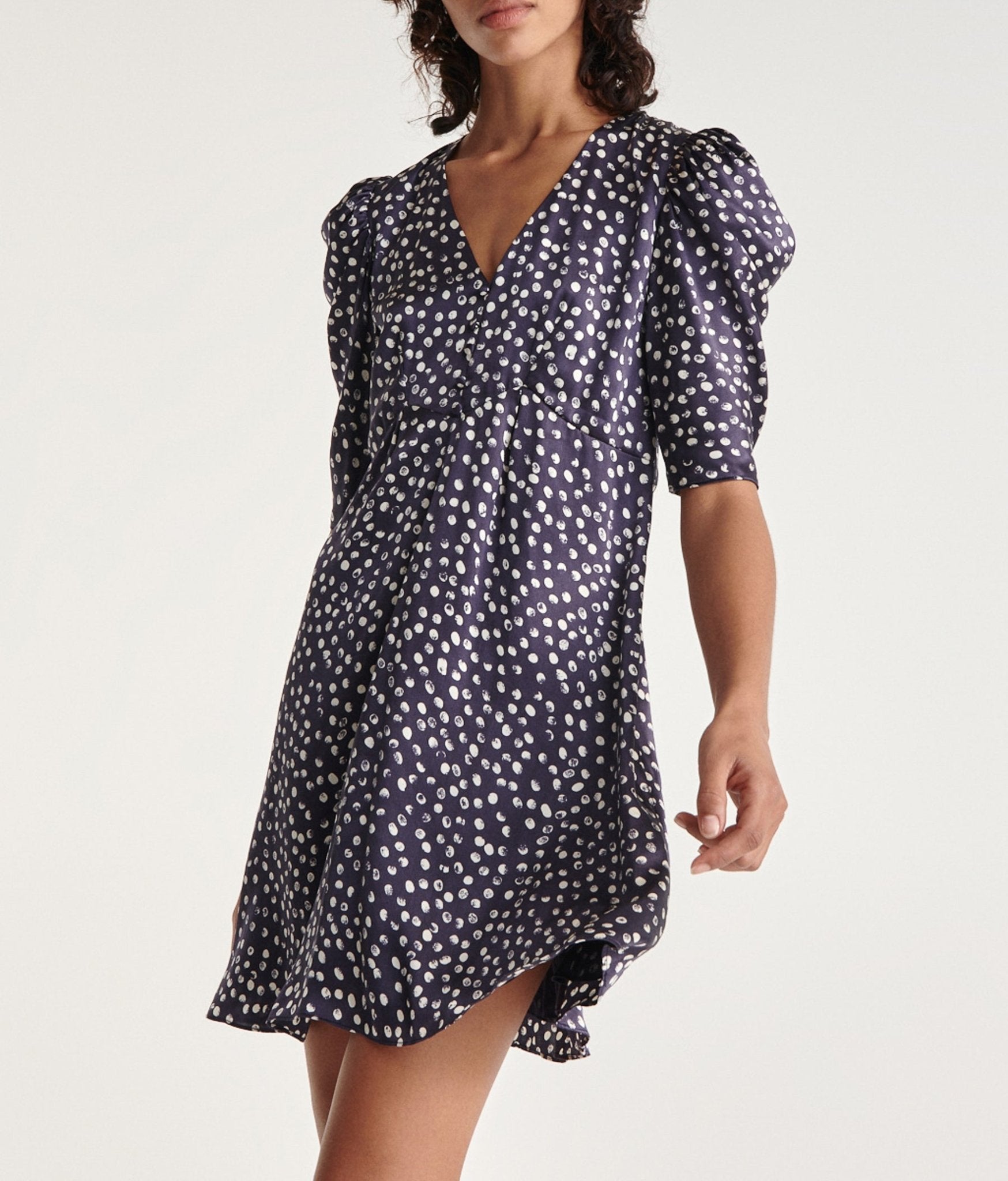The Kooples - Robe Courte Bleu Marine Imprimée Soie - Femme