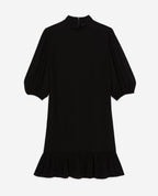 The Kooples - Robe Courte Noire À Volants Col Montant - Femme