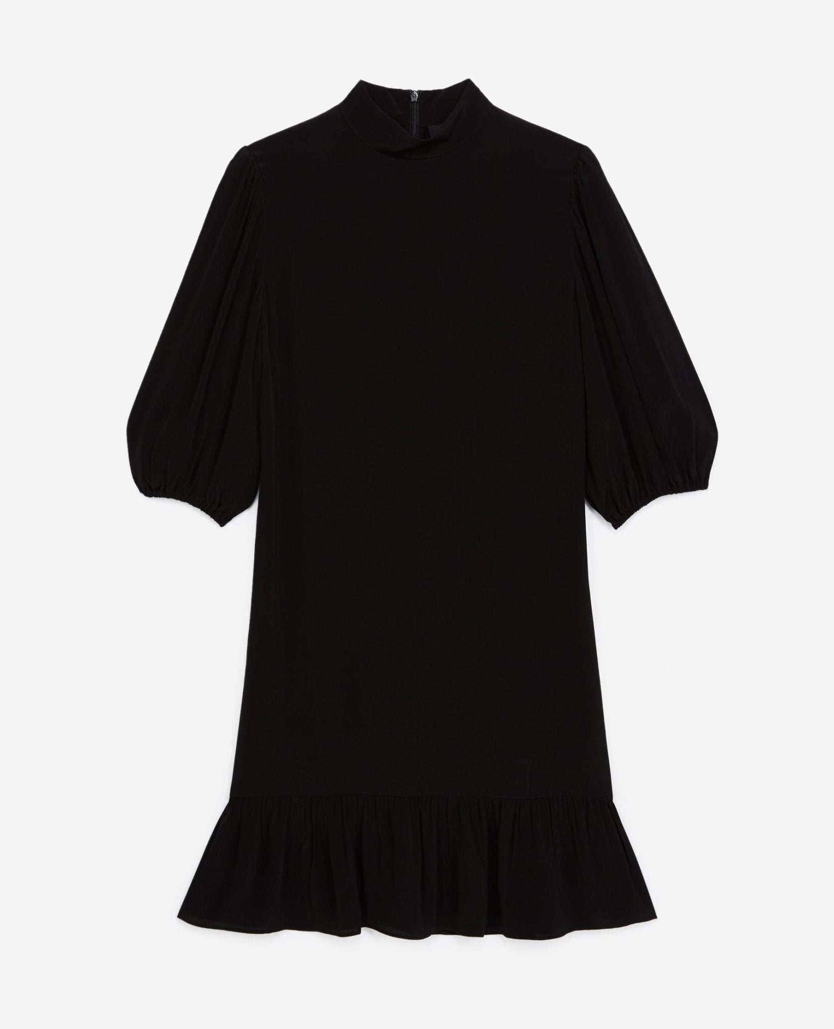 The Kooples - Robe Courte Noire À Volants Col Montant - Femme