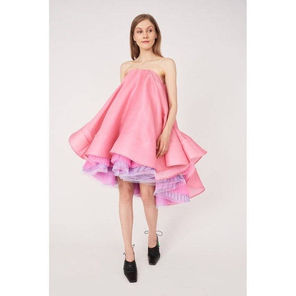 Robe Courte Soie Gazar Nattee - Bubblegum